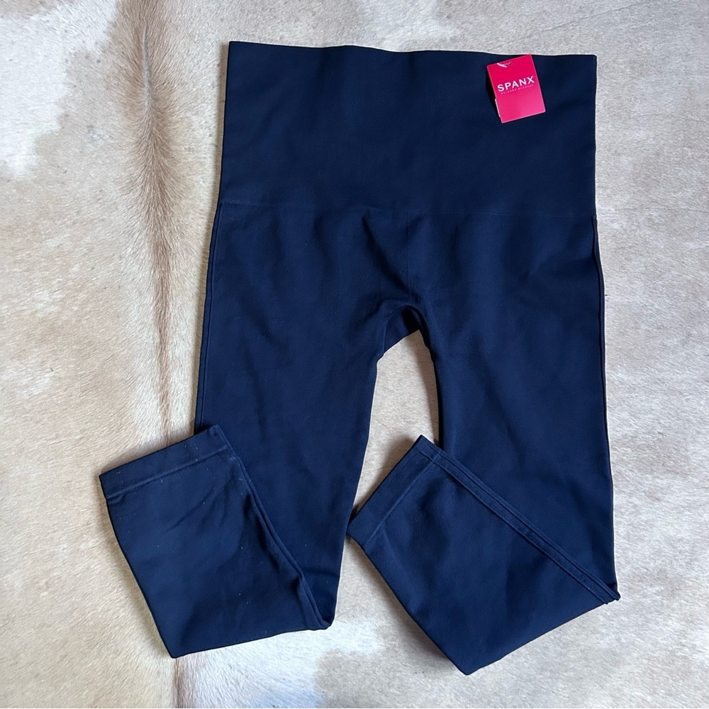 NWT Spanx Cropped Lamn Leggings Seamless In Port Navy Blue Plus Size 1X / 1TG